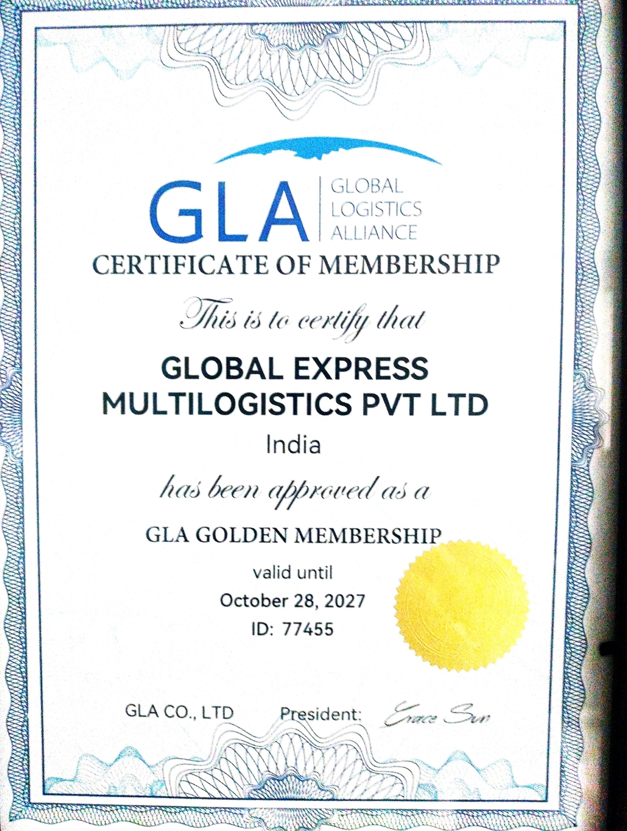 GLA Certificate